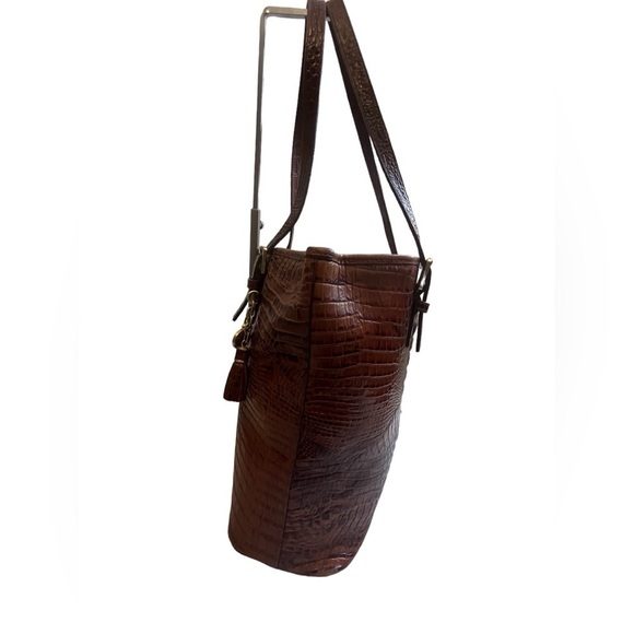 Brahmin Pecan Melbourne Croc-Embossed Brown Leather Handbag main image 11